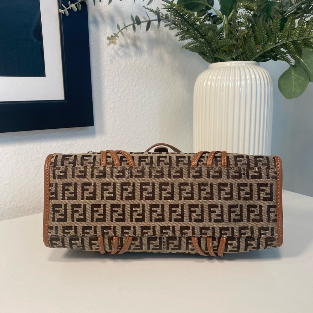 FENDI Zucchino Canvas Shoulder Bag Mini Tote - Picture 6 of 15